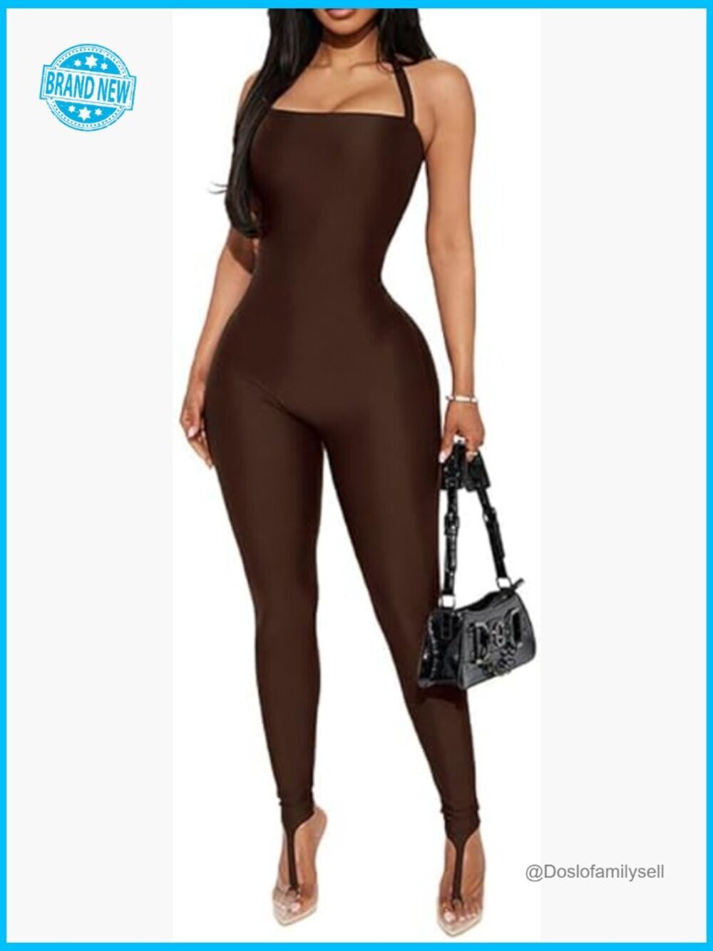Halter Neck Sleeveless Jumpsuit Sexy Party Club Night Tight Fitted One Piece